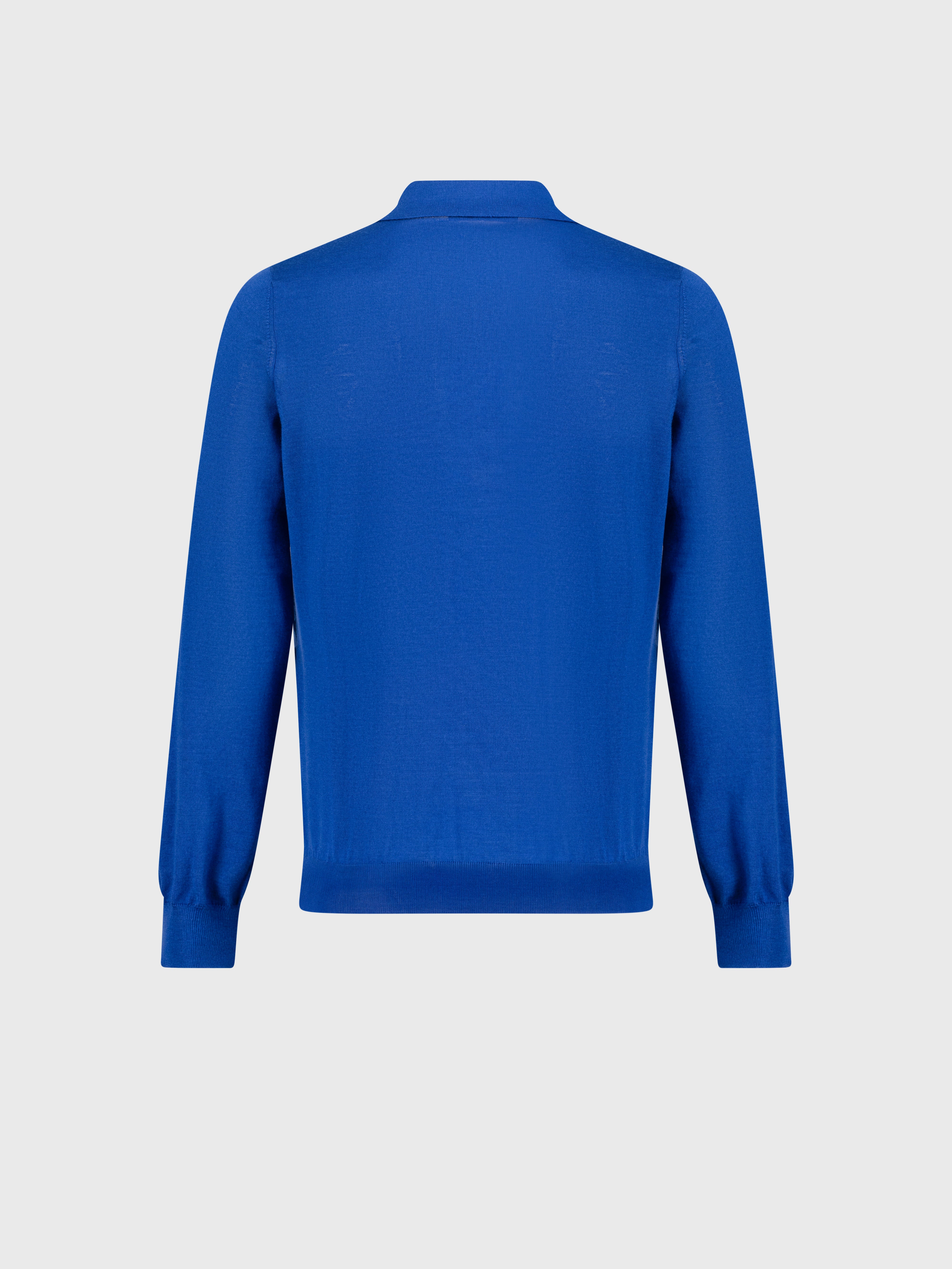 Zipped Polo Shirt in Cashmere and Silk Bright Blue