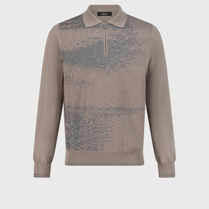 Polo with Shadows Jacquard Weave Taupe