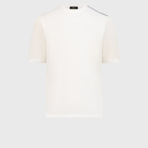 T-Shirt with Four Stripes Embroidery White