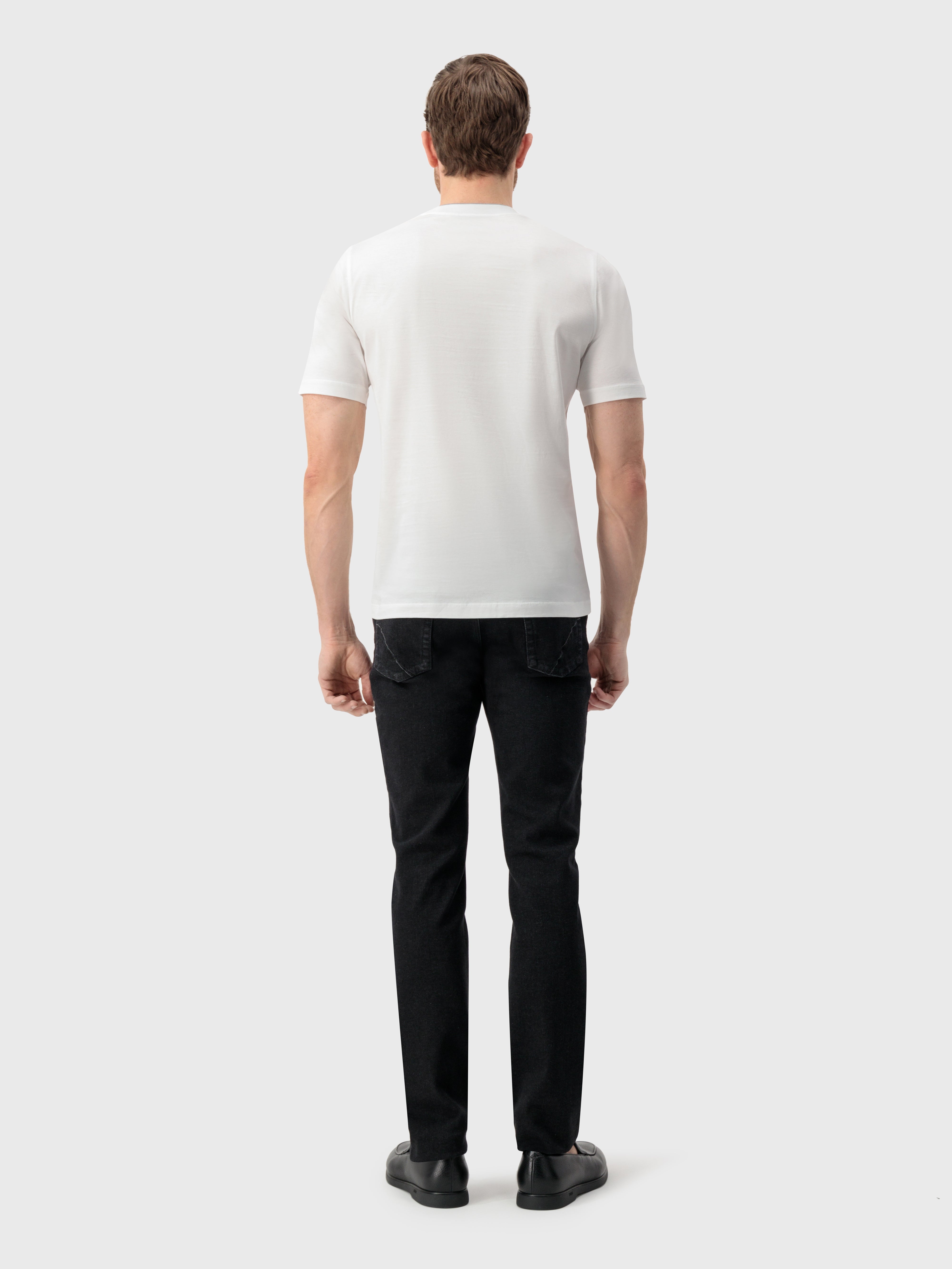 T-Shirt with Four Stripes Embroidery White