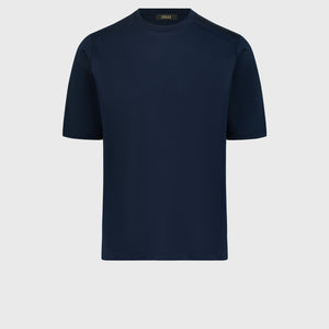 T-Shirt with Four Stripes Embroidery Dark Navy