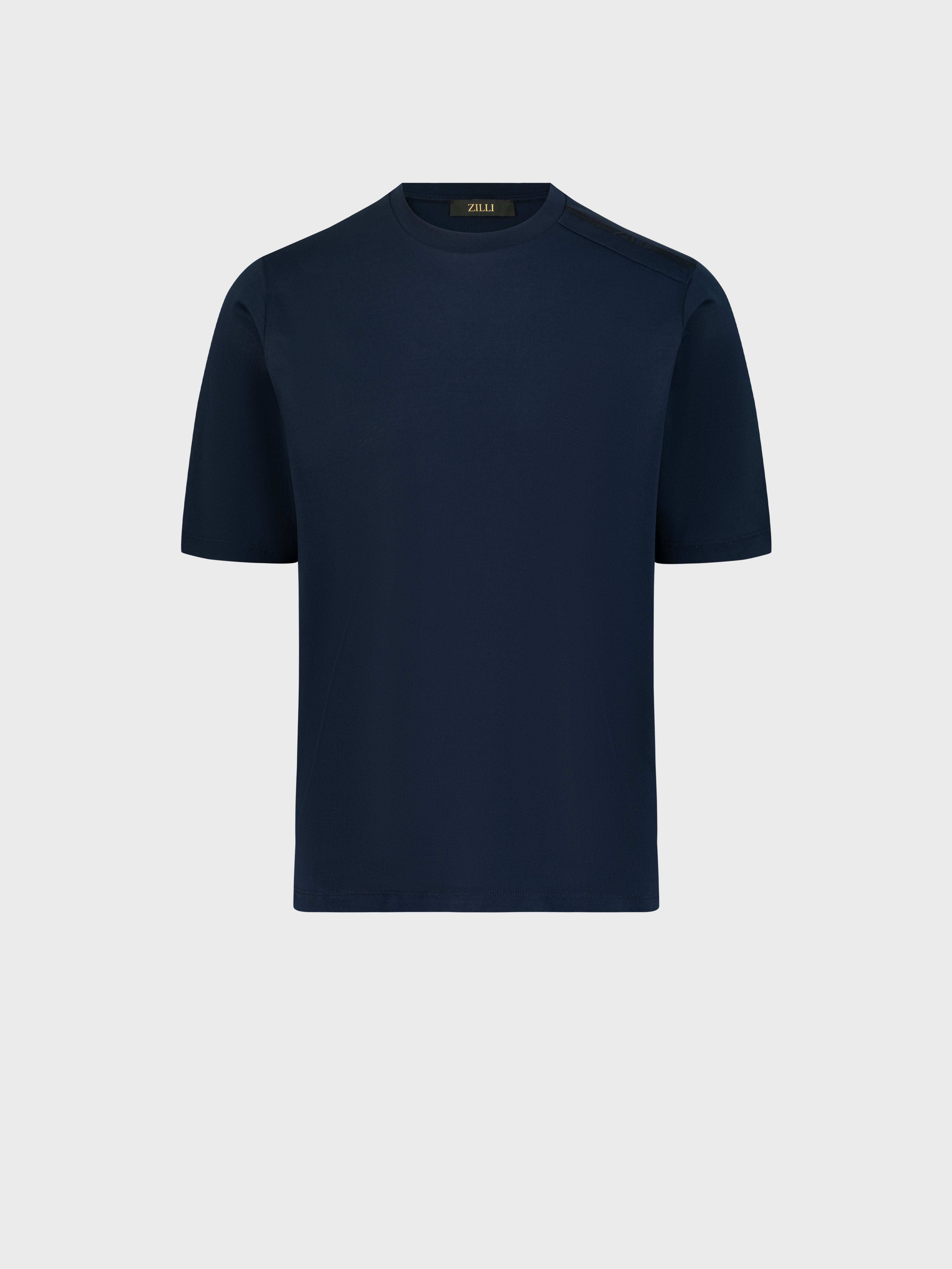 T-Shirt with Four Stripes Embroidery Dark Navy