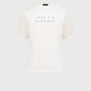 T-Shirt with Gradient Zilli Shade Embroidery White