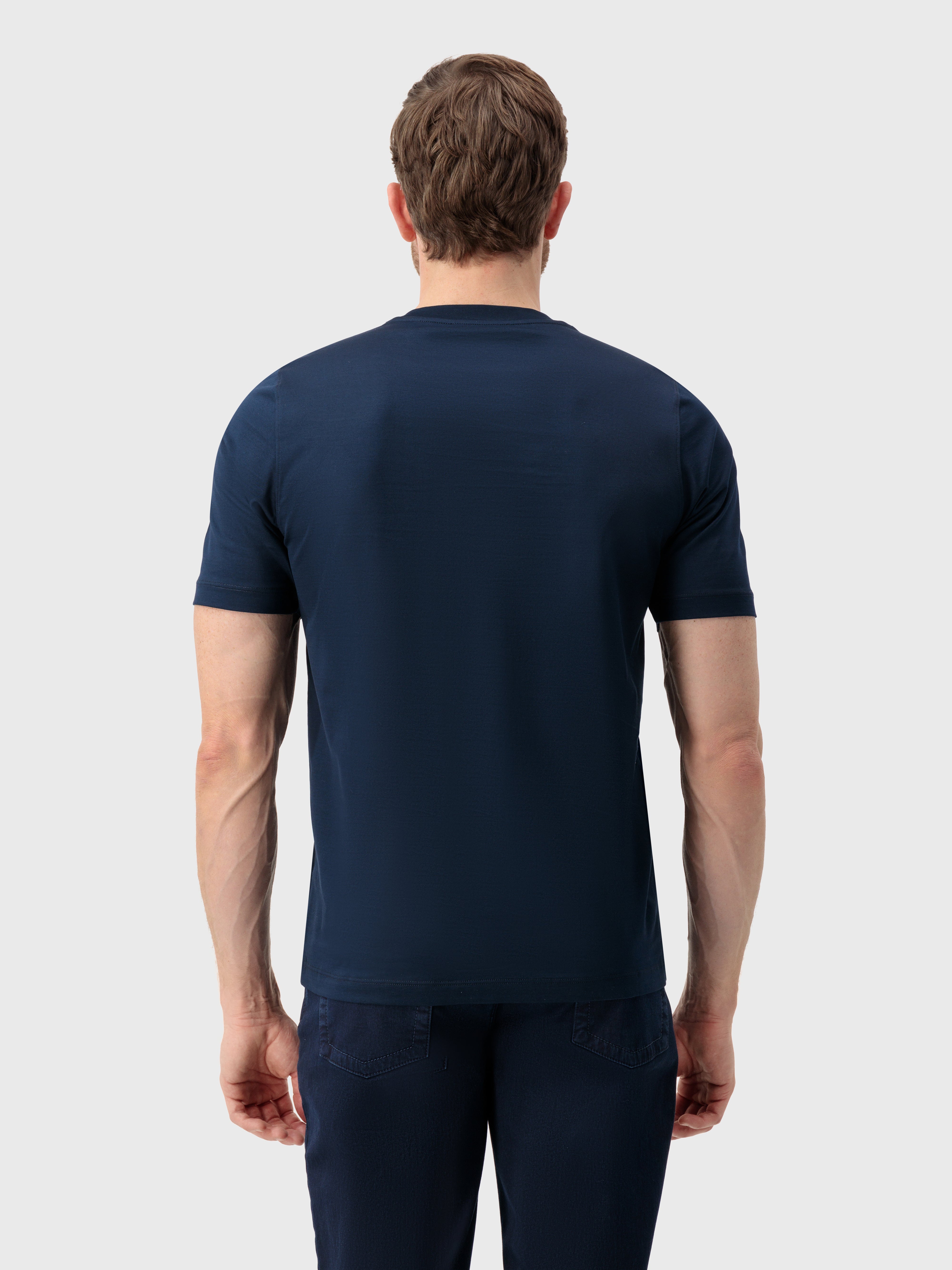 T-Shirt with Gradient Zilli Shade Embroidery Dark Navy