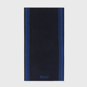 Scarf with Embroidered Zilli Lettering Dark Navy
