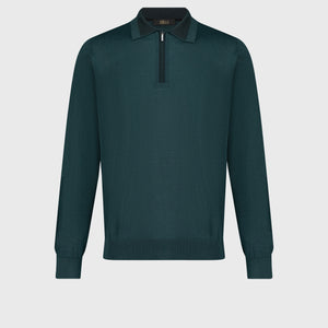 Zipped Polo Shirt Dark Green