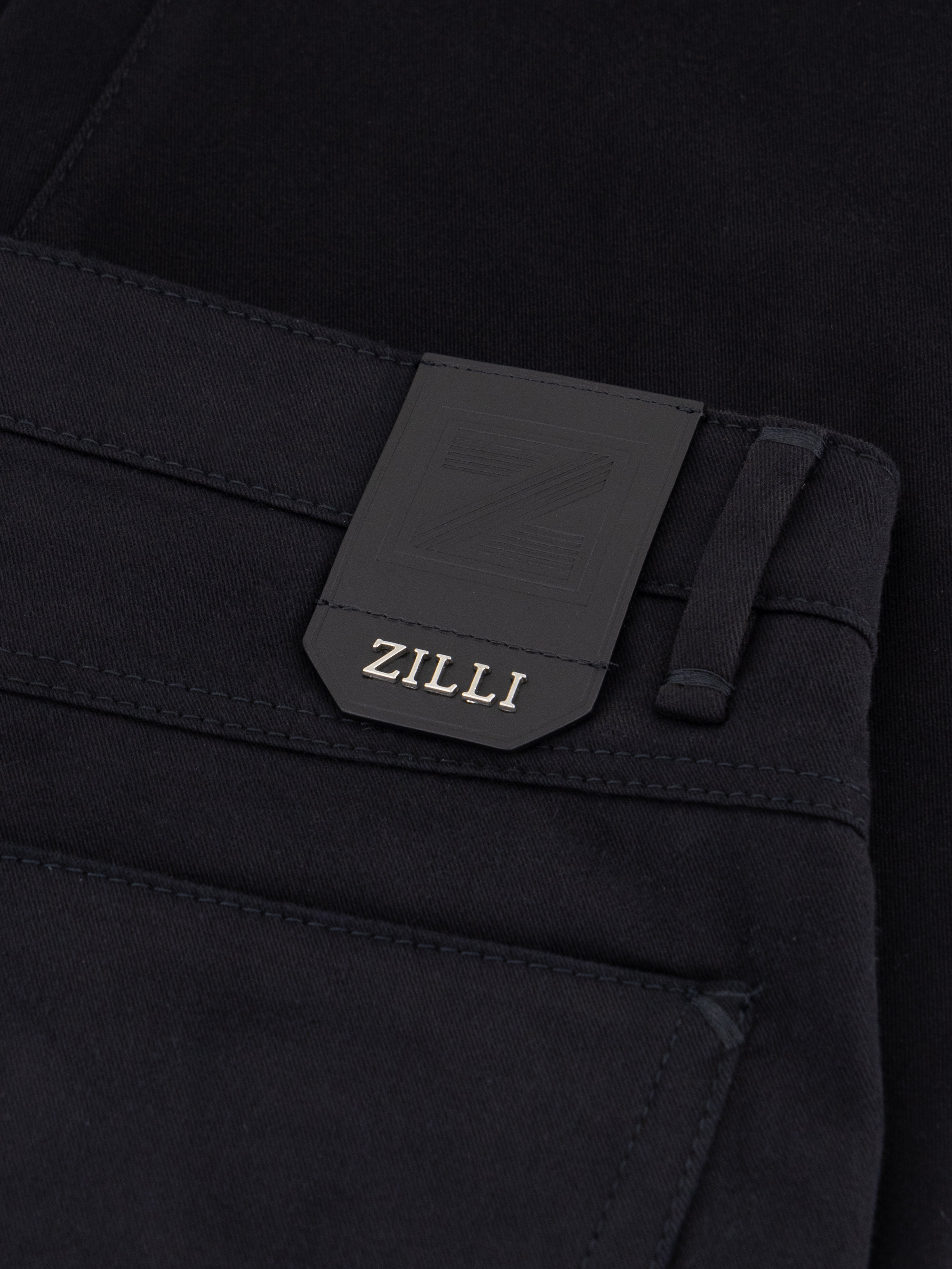Jeans with Calf Suede "Z" Patch Black