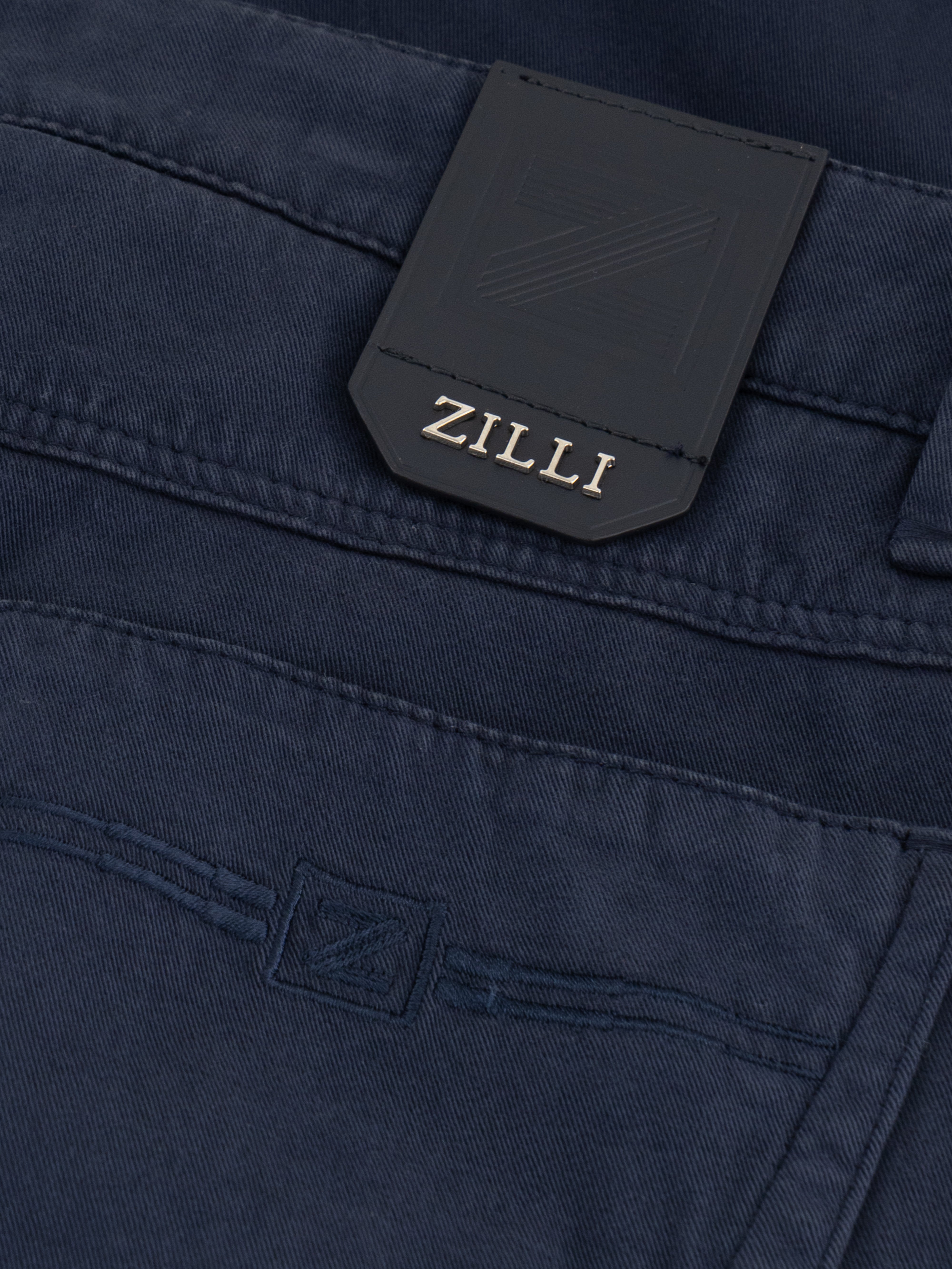 Jeans with Calfskin Patch Blue Navy