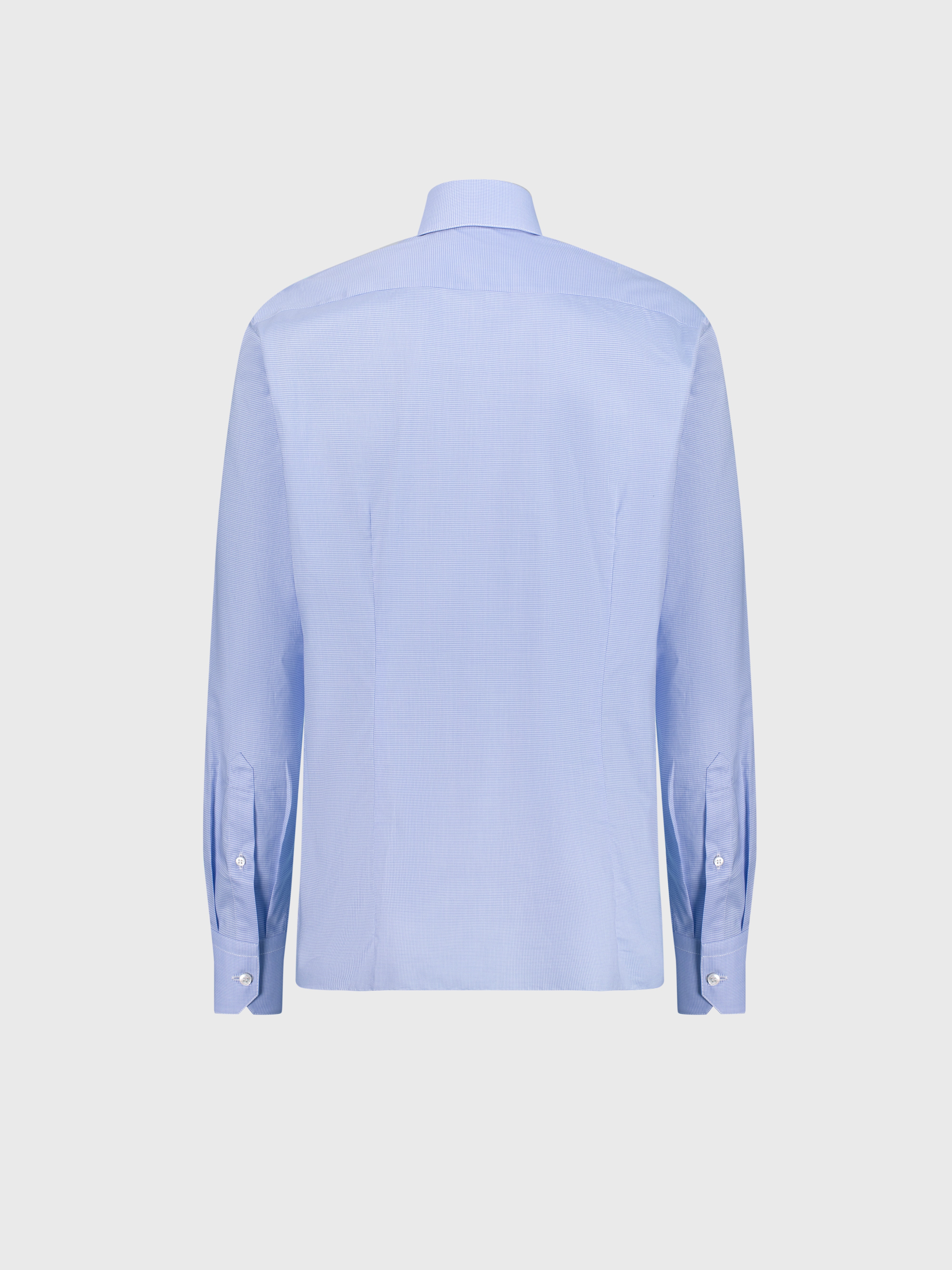 Cotton Shirt with Grid Pattern Light Blue