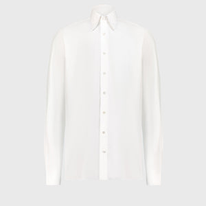 Cotton Shirt with Triple Stitching White