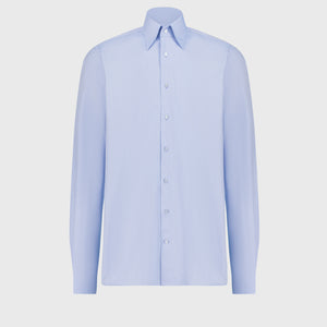 Cotton Shirt with Triple Stitching Light Blue