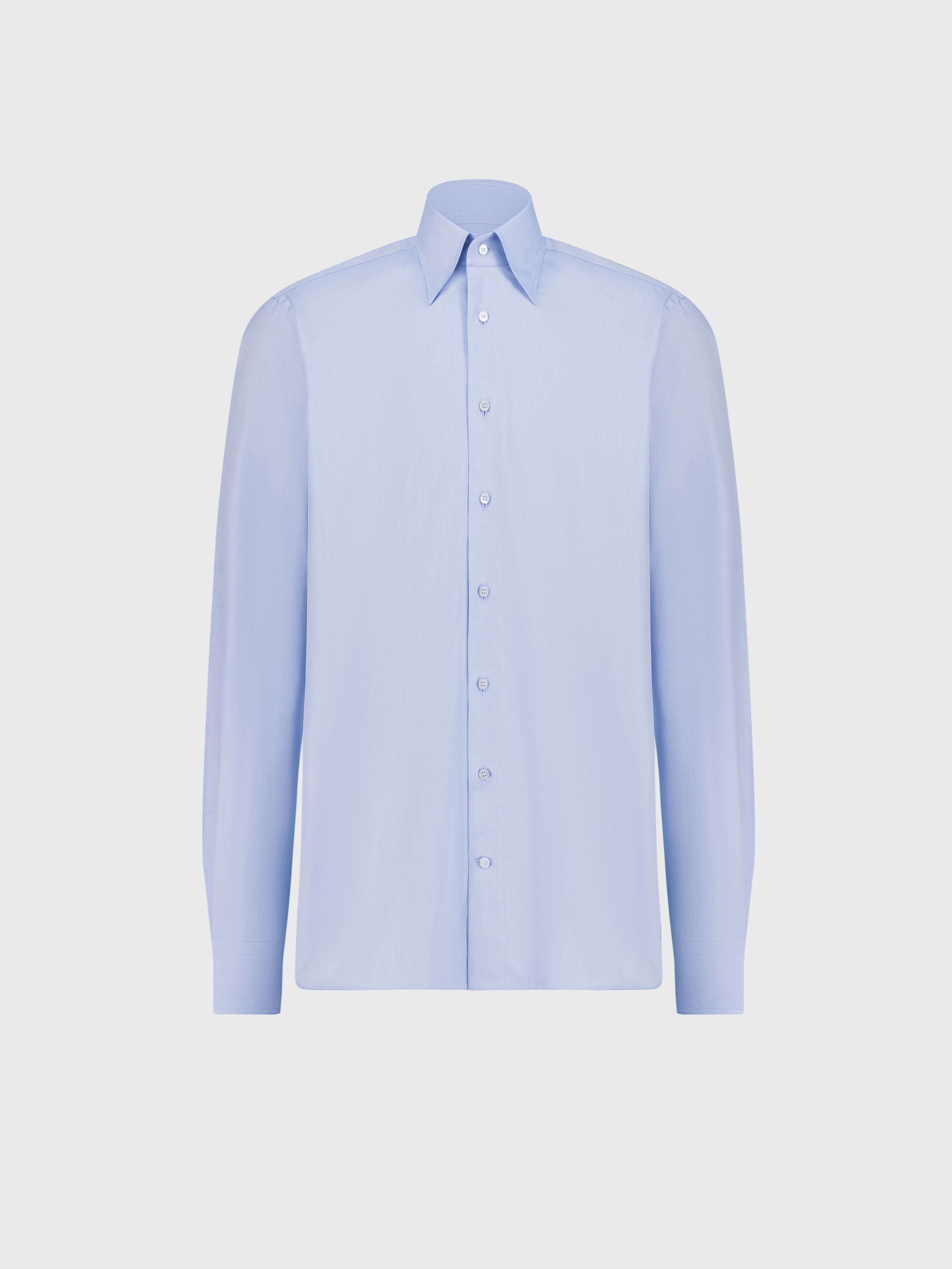 Cotton Shirt with Triple Stitching Light Blue