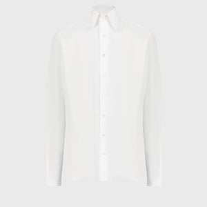 Cotton Shirt with Triple Stitching White