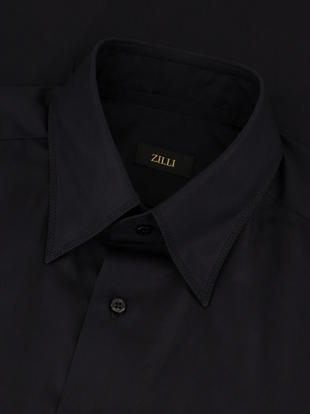 Cotton Shirt with Triple Stitching Black