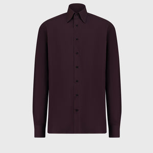 Cotton Shirt with Triple Stitching Aubergine
