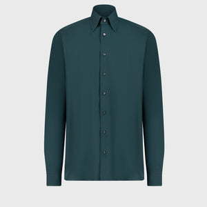 Cotton Shirt with Triple Stitching Dark Sage