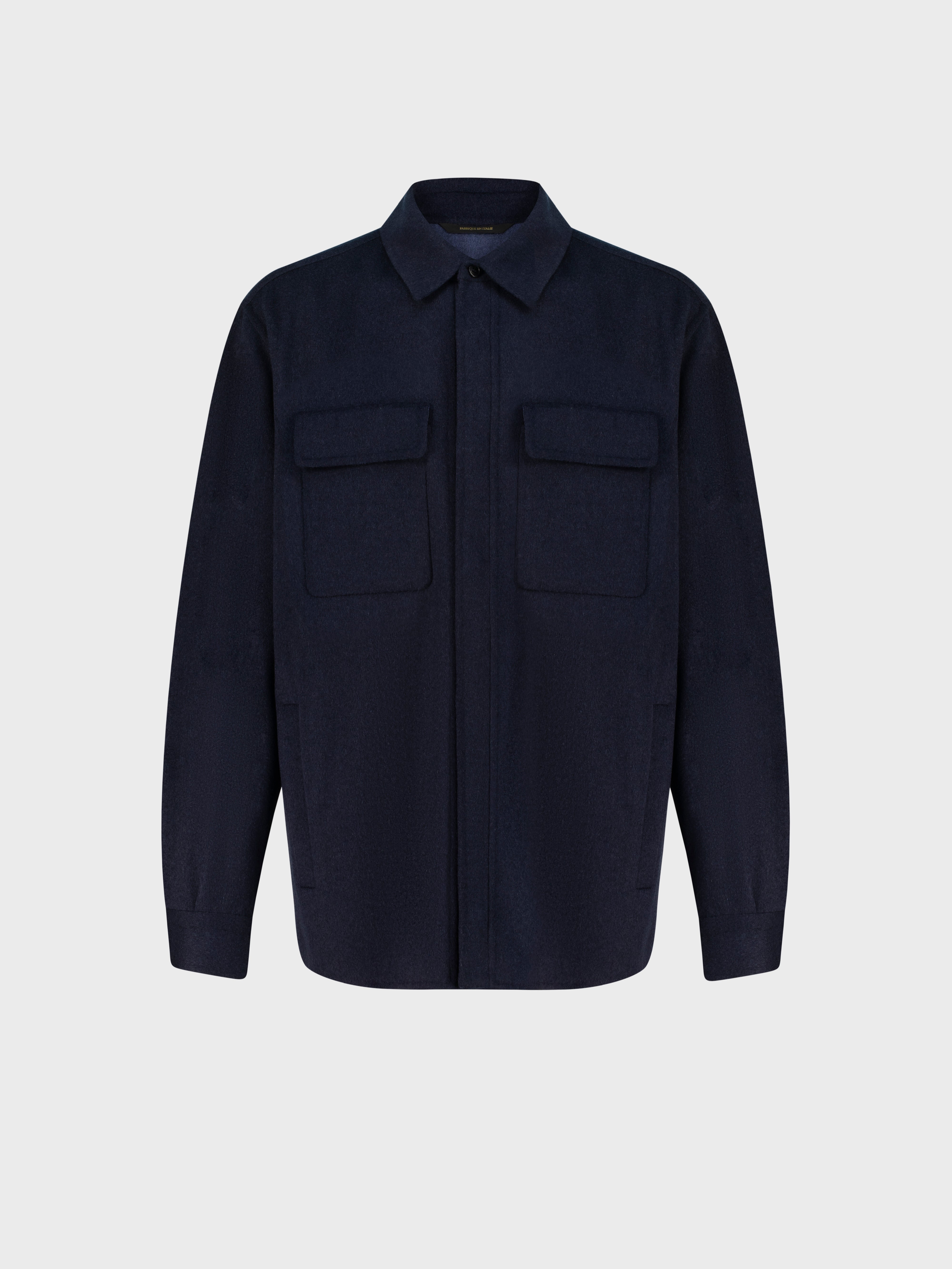 Leather Panel Cashmere Jacket - Dark Navy