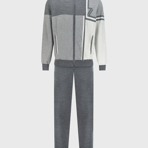 Jogging Suit with Geometric Pattern Light Charcoal