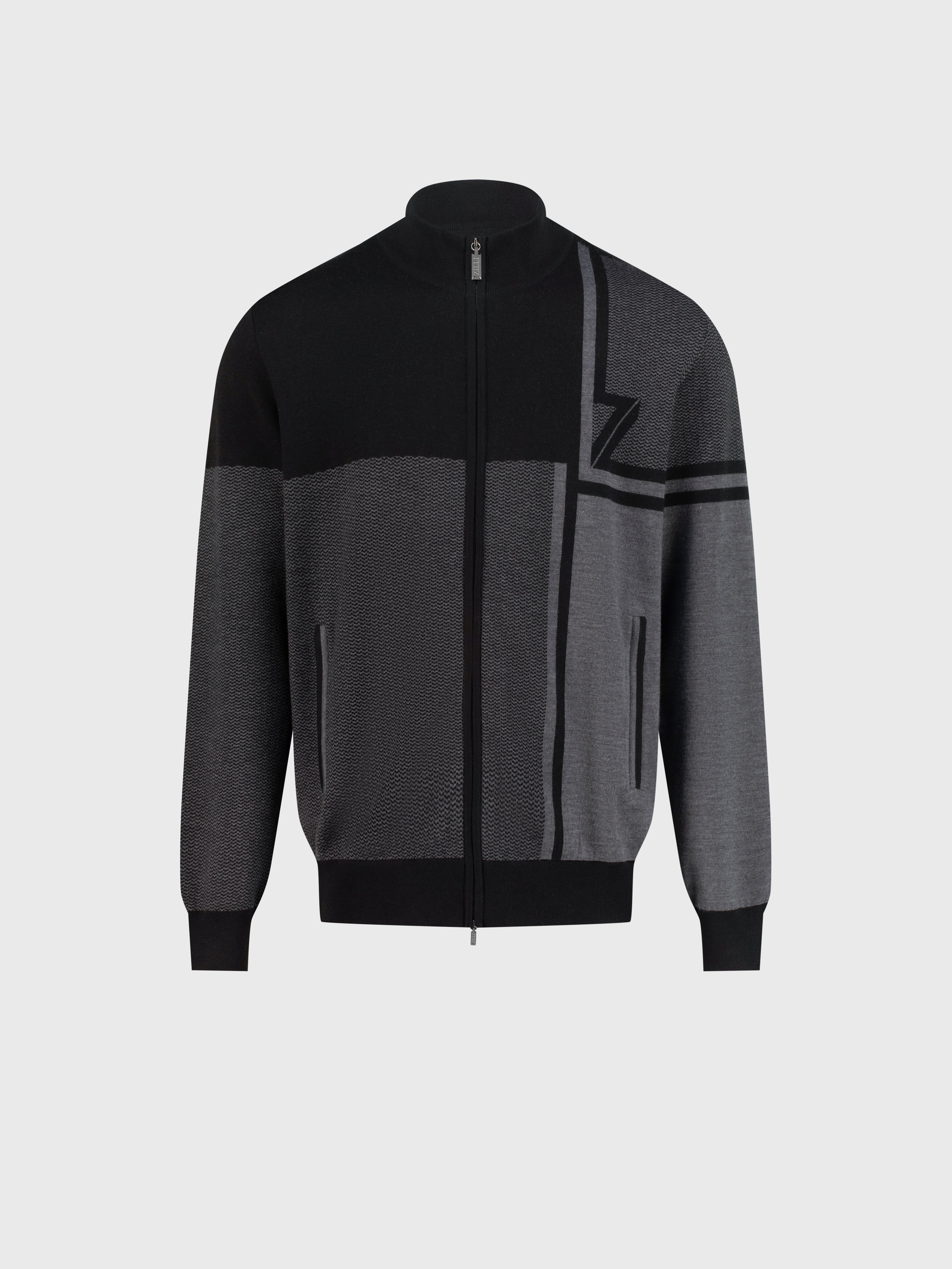 Jogging Suit with Geometric Pattern Black