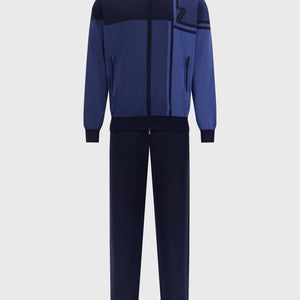Jogging Suit with Geometric Pattern Dark Navy