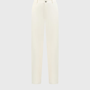 Trousers with Ribbed Elastic Waistband White