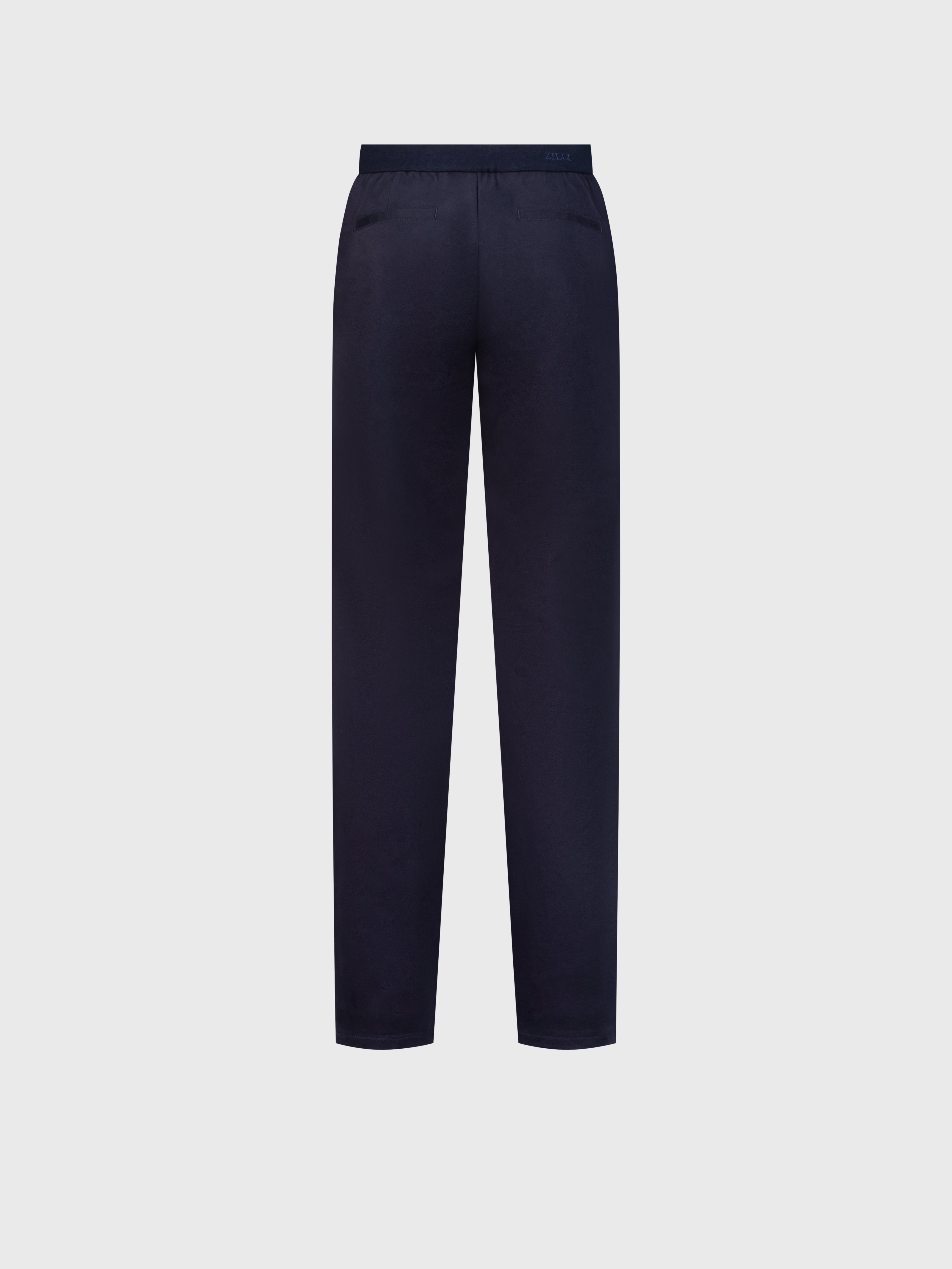Trousers with Ribbed Elastic Waistband Blue Navy
