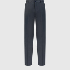 Wool Trousers with Leather Detailing Dark Navy