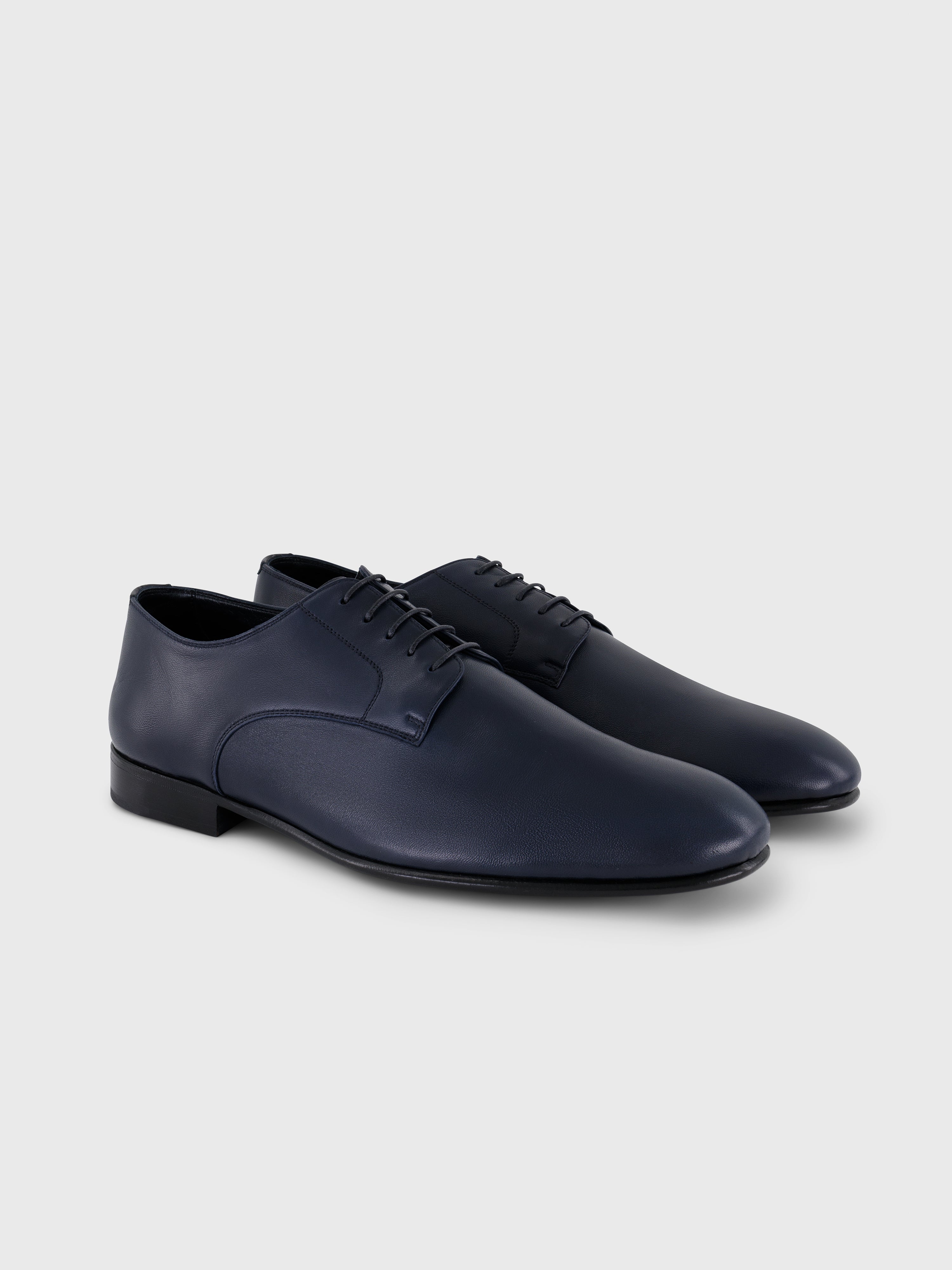 Lace-Up Lambskin Shoes with Crocodile Details Dark Navy