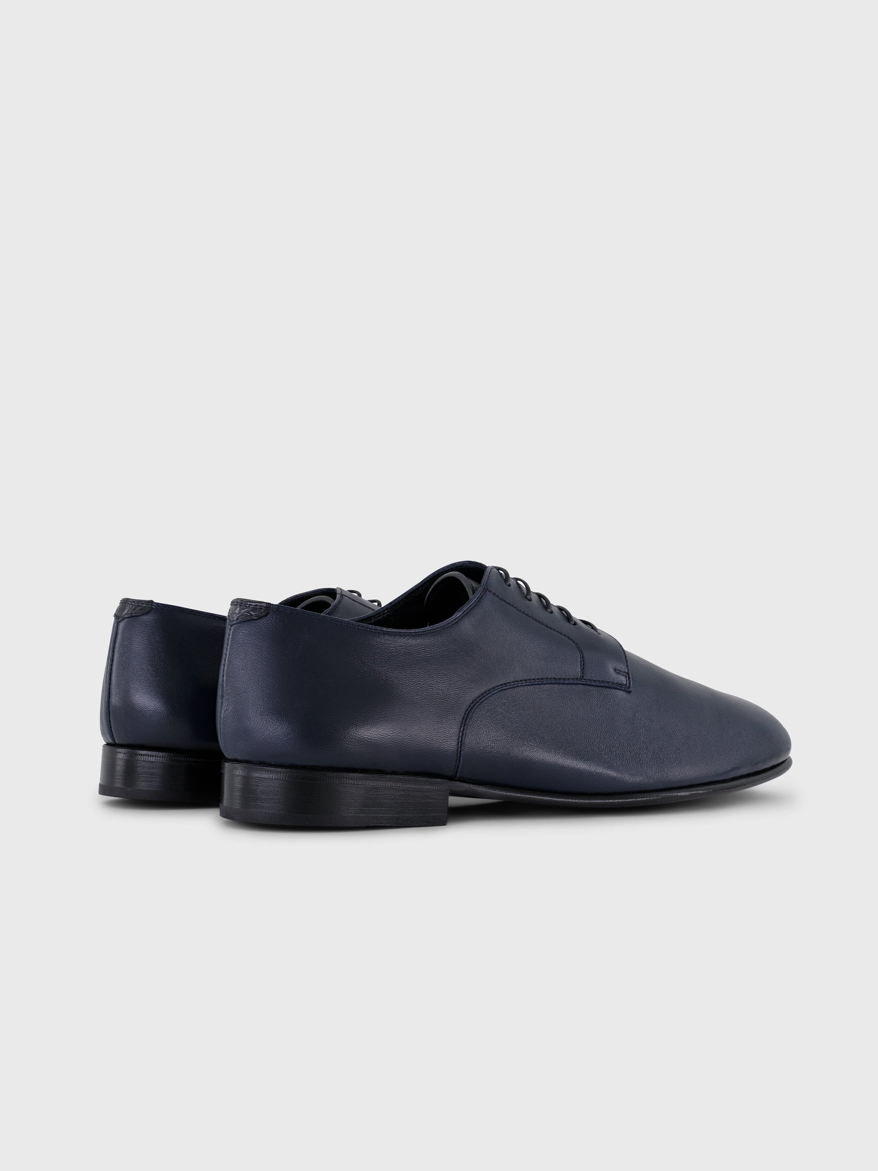 Lace-Up Lambskin Shoes with Crocodile Details Dark Navy