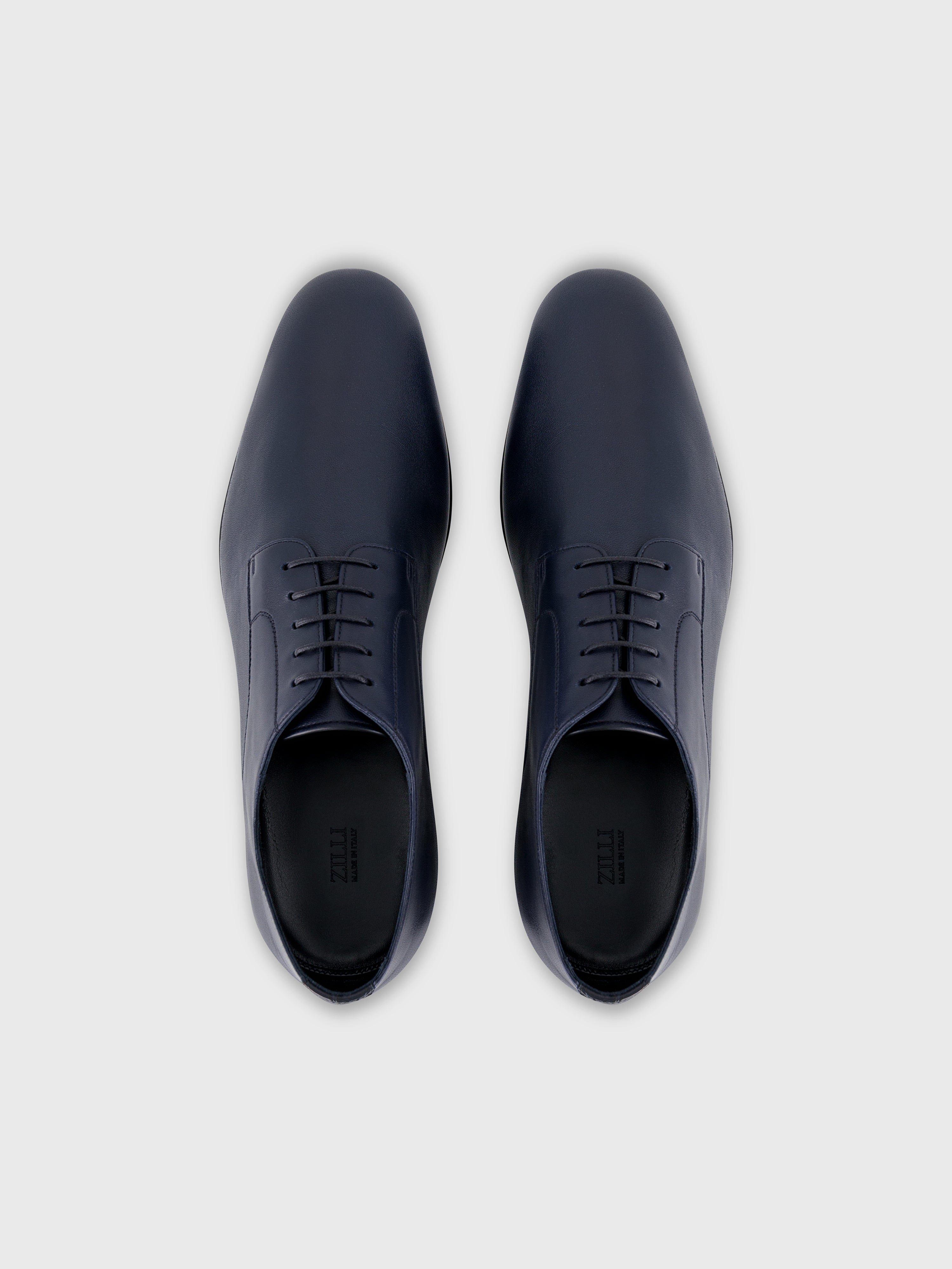 Lace-Up Lambskin Shoes with Crocodile Details Dark Navy
