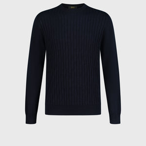 Pullover with Cable Knit Pattern Dark Navy