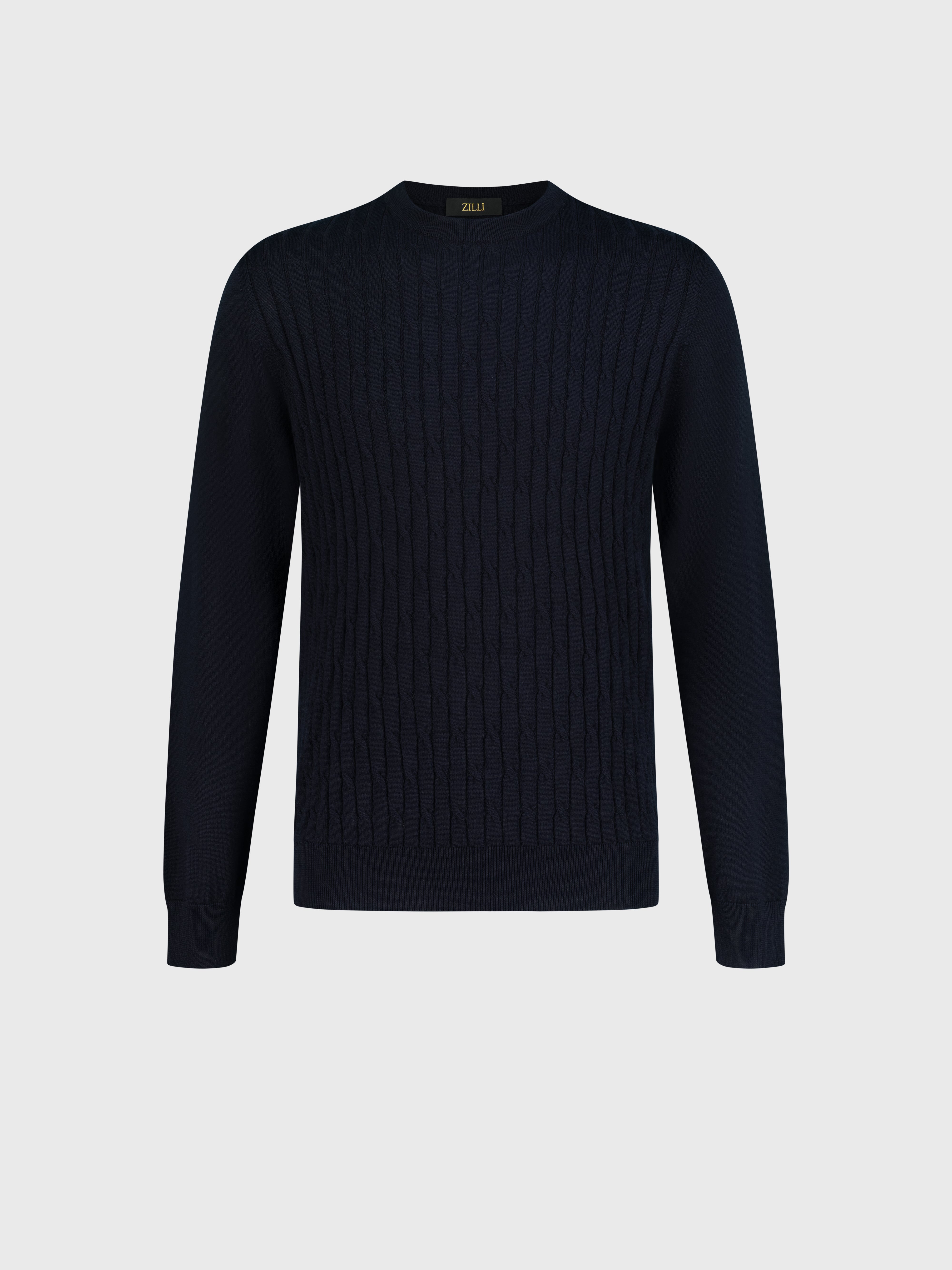 Pullover with Cable Knit Pattern Dark Navy