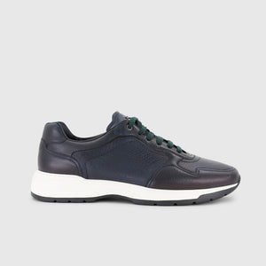 Deerskin and Calfskin Lace-Up Sneakers Dark Green