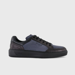 Caiman and Calfskin Sneakers Dark Charcoal