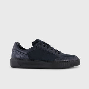 Caiman and Calfskin Sneakers Dark Navy
