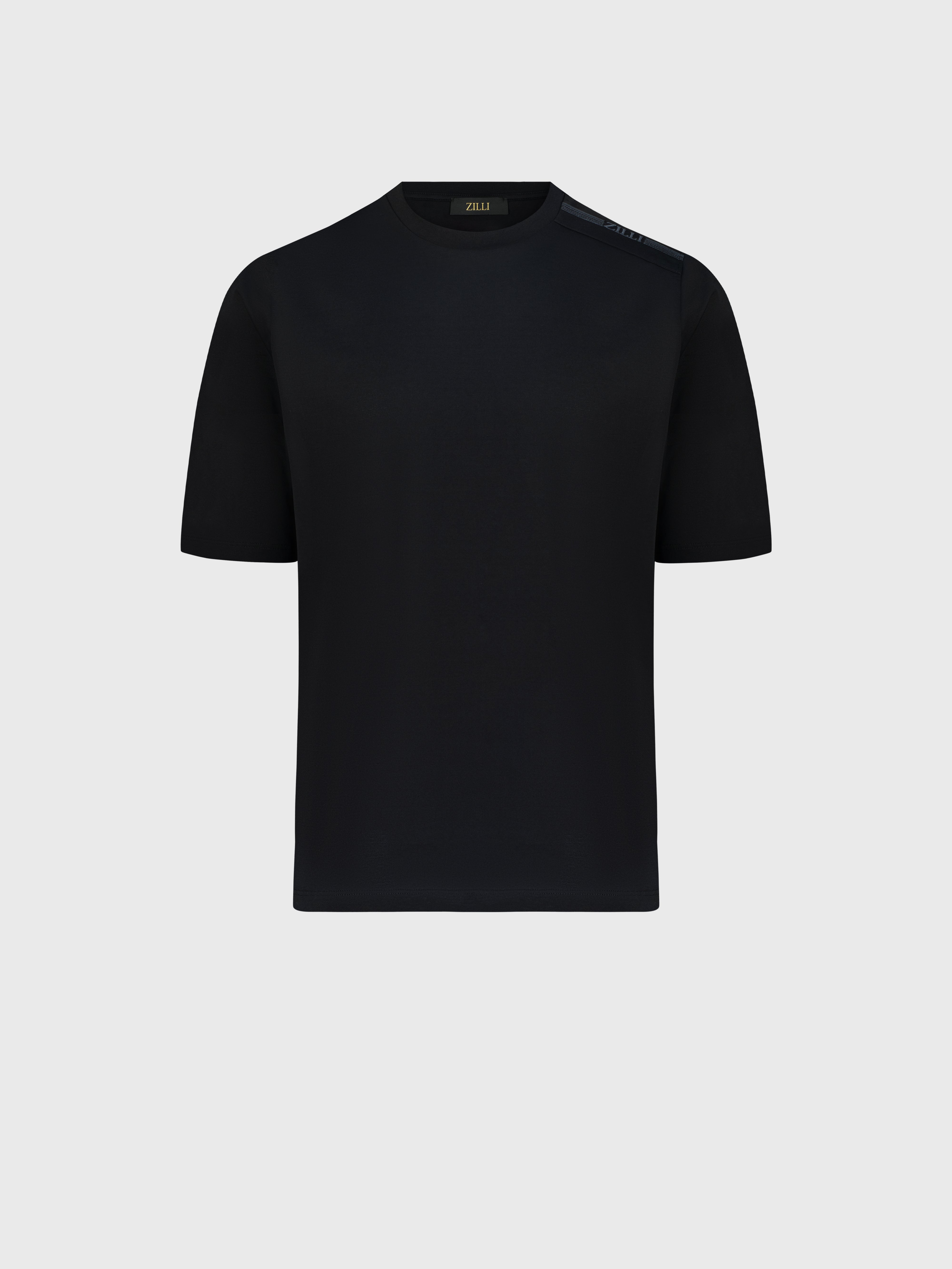 T-Shirt with Four Stripes Embroidery Black