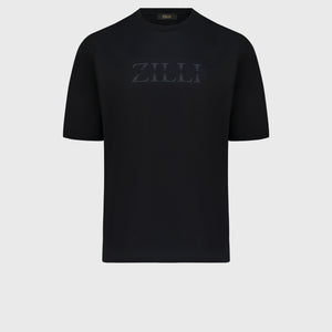 T-Shirt with Gradient Zilli Shade Embroidery Black