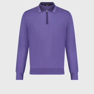 Zipped Polo Shirt Smoke Violet