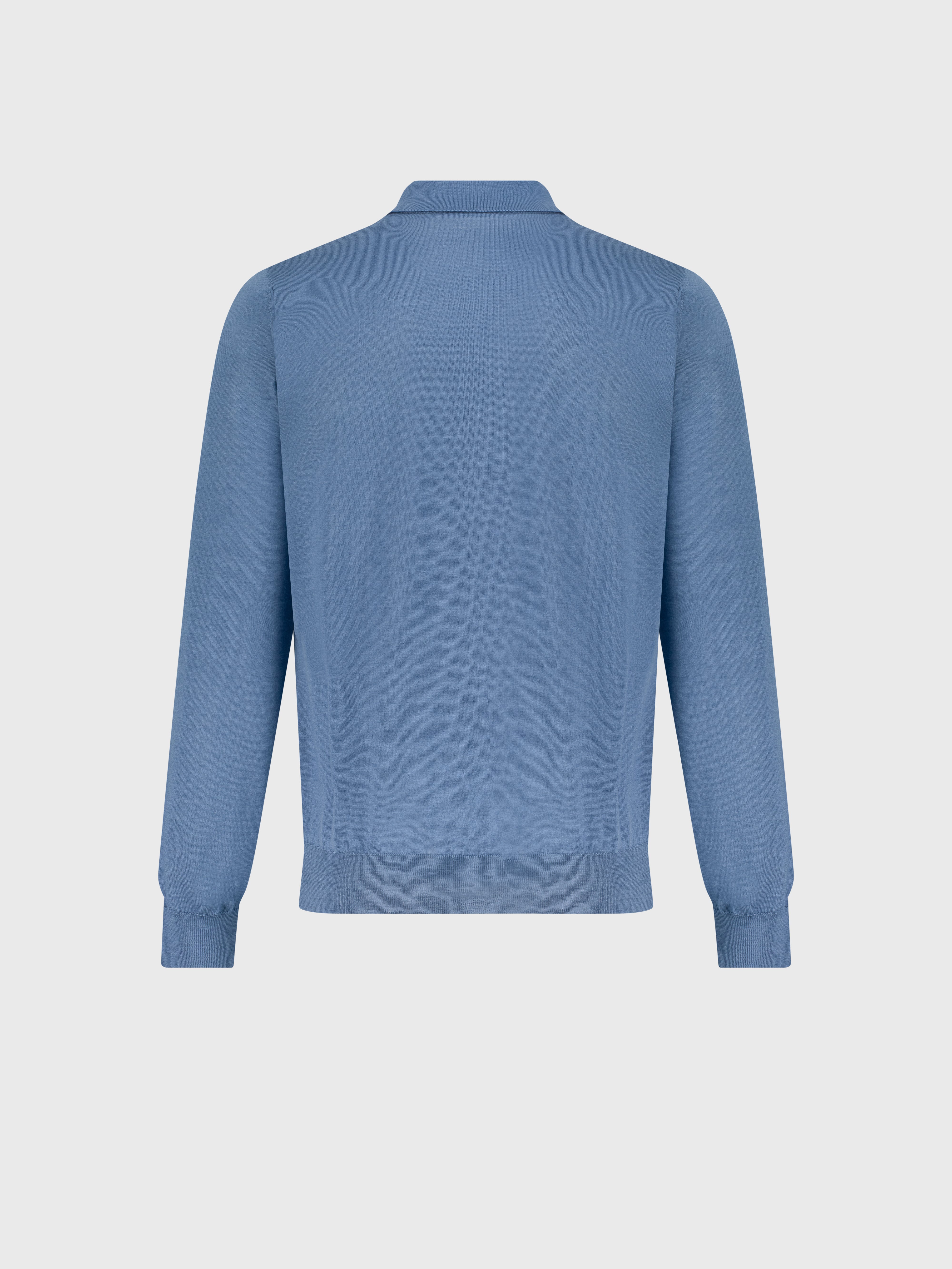 Zipped Polo with Rhombus Jacquard Weave Smoke Avio