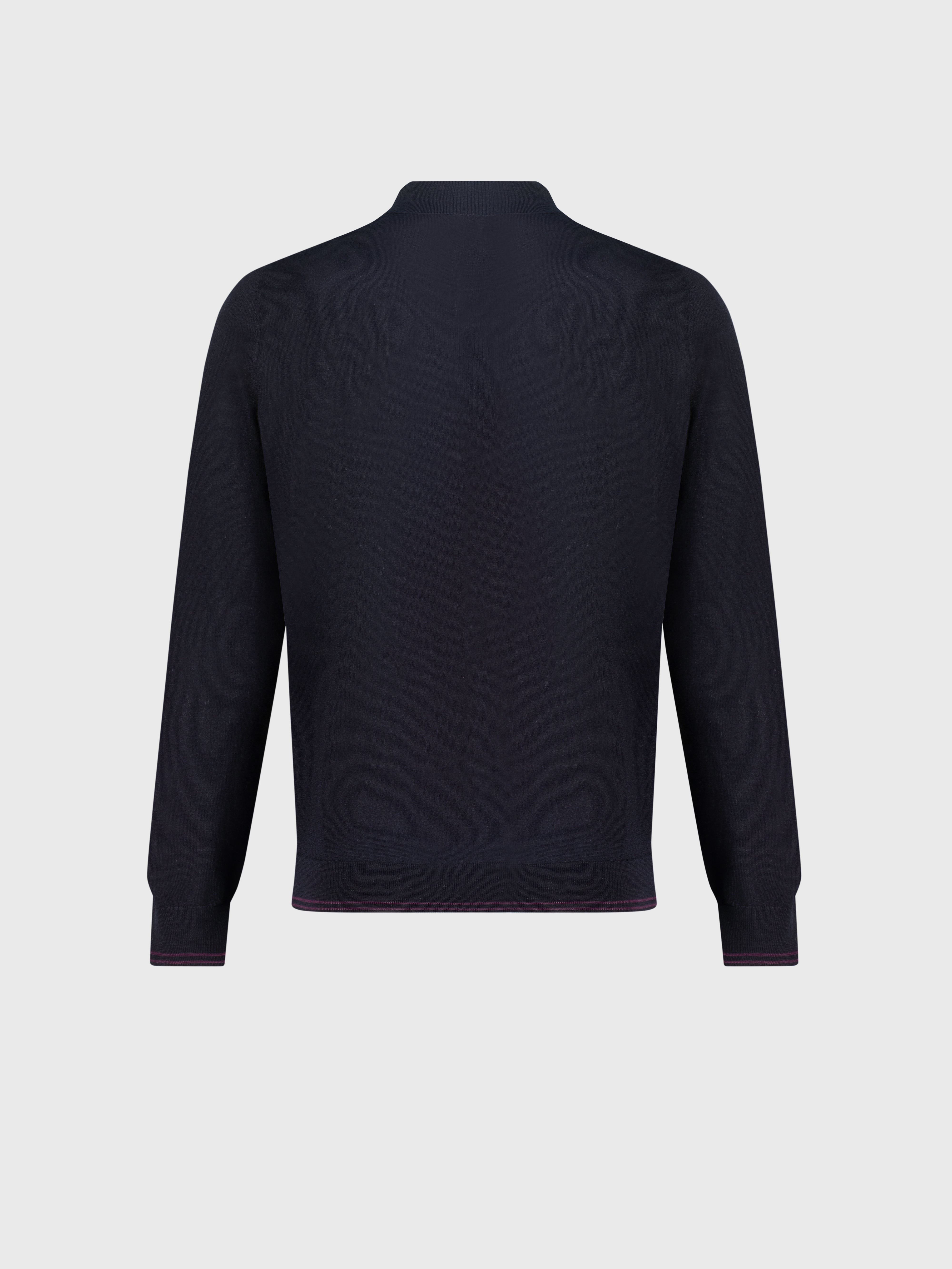 Polo with Shadows Jacquard Weave Dark Navy