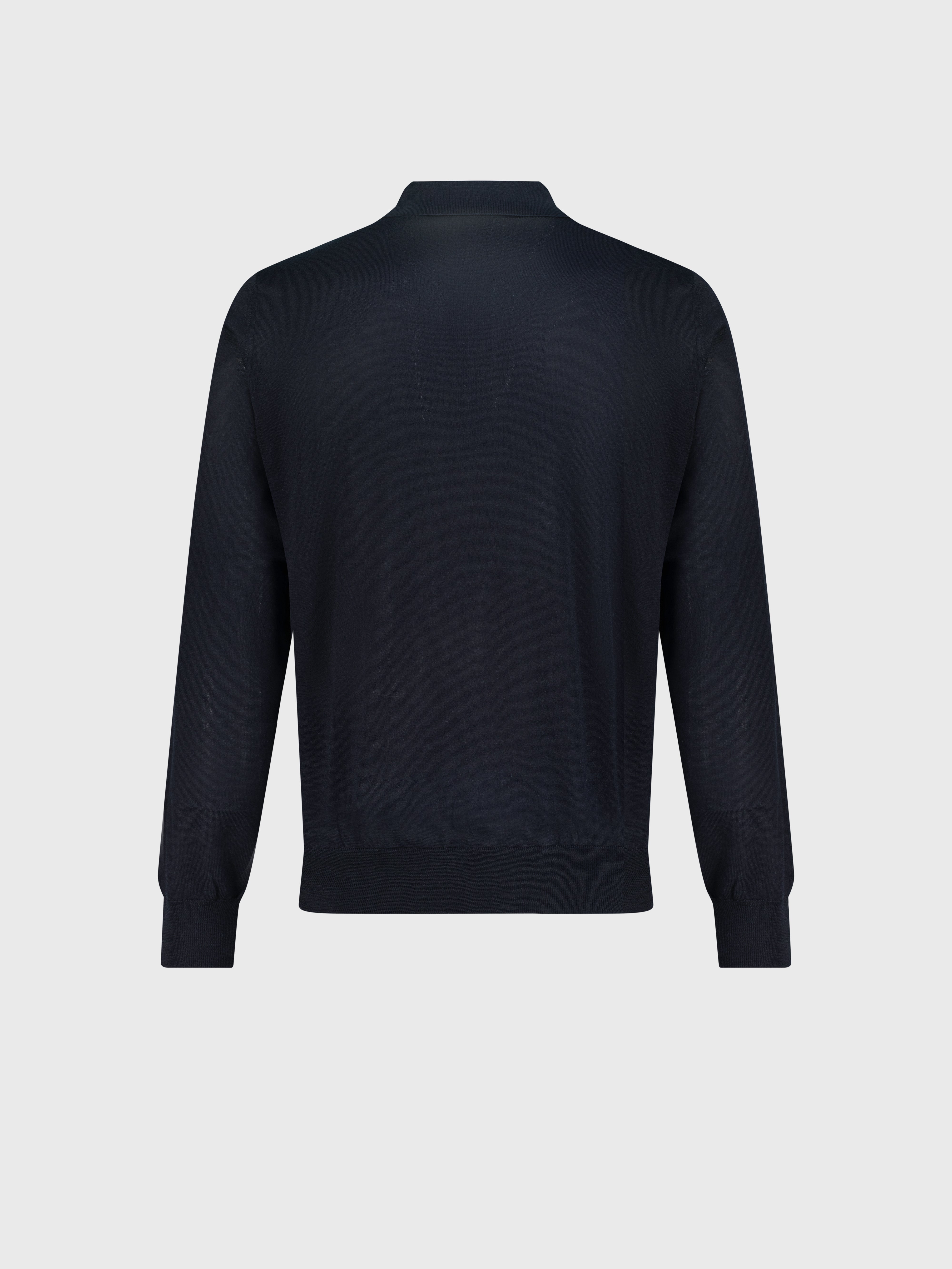 Zipped Polo with Geometric Jacquard Weave Dark Navy