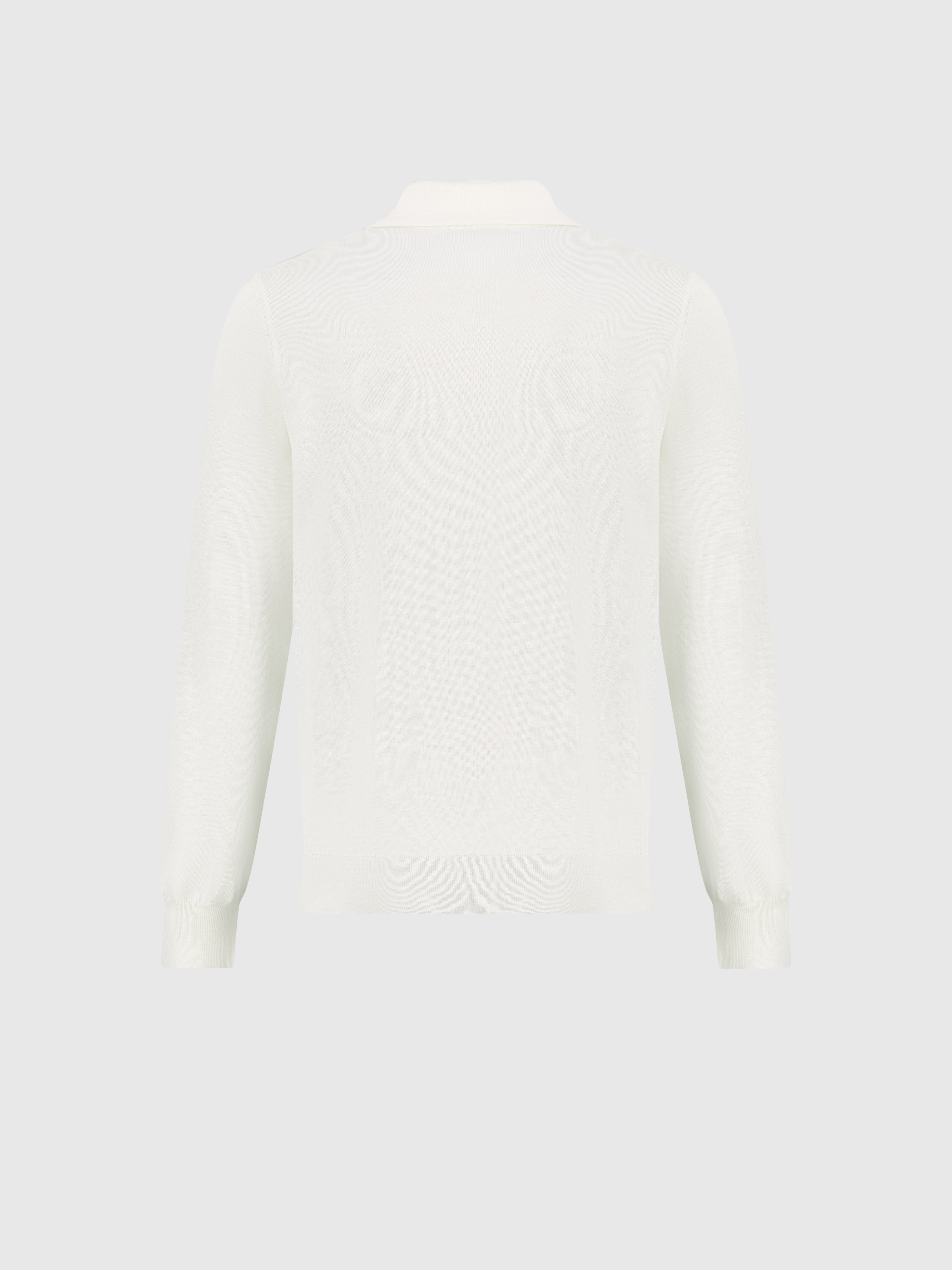Cashmere and Silk Zipped Polo White