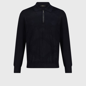 Cashmere and Silk Polo Dark Navy