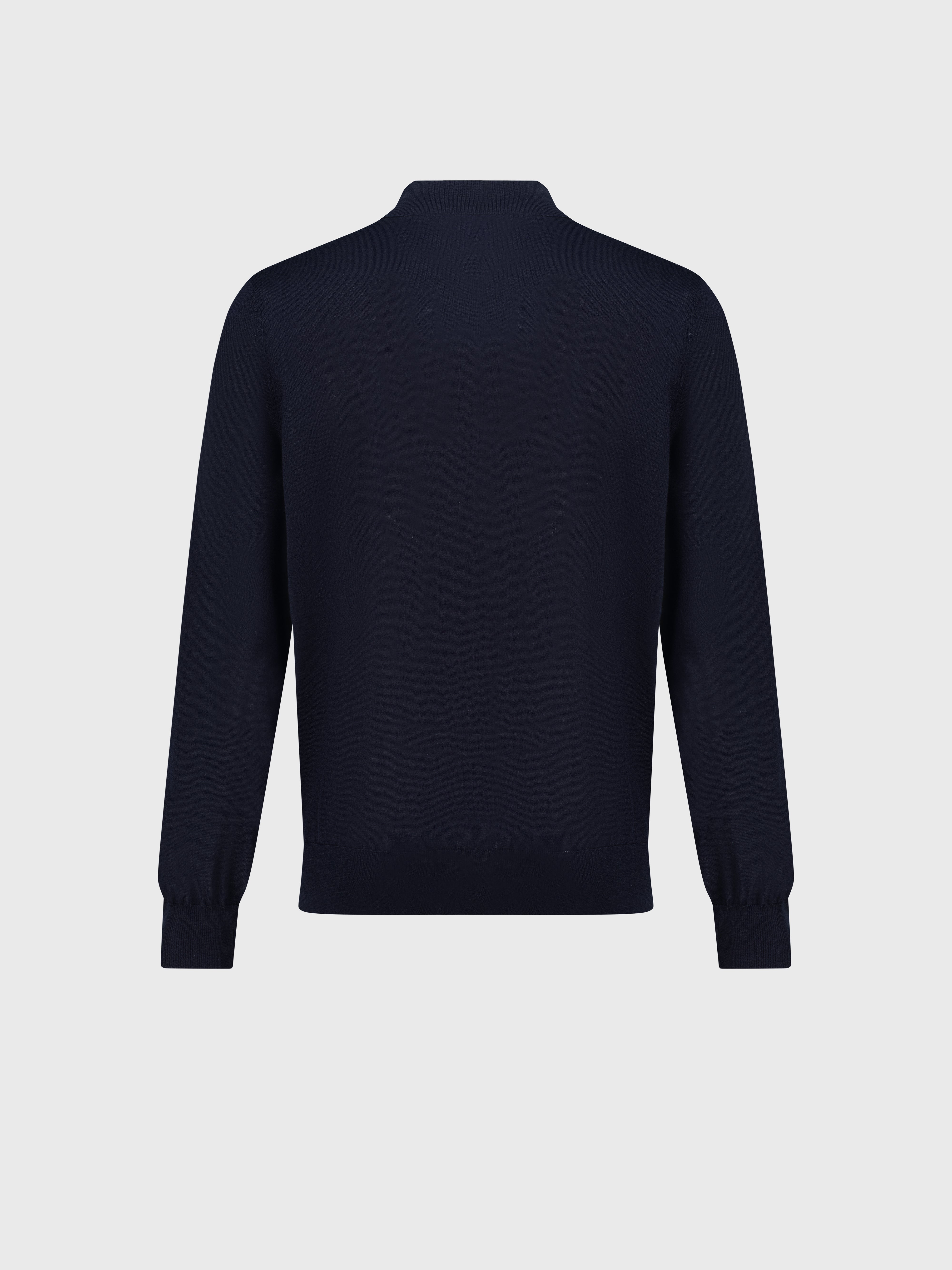 Zipped Polo Shirt in Cashmere and Silk Dark Navy