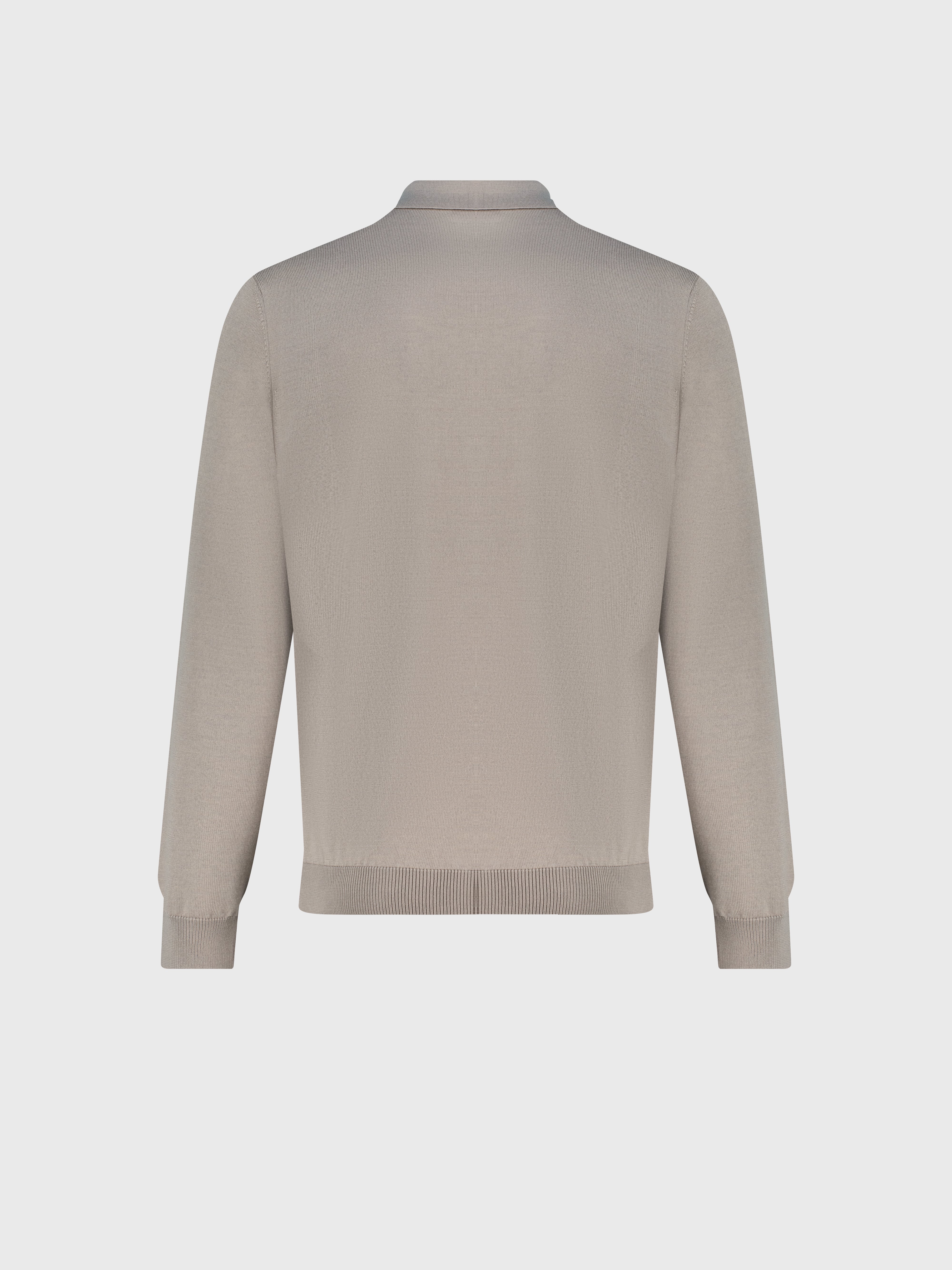 Zipped Polo with Crossed Stripes Jacquard Blond Fawn