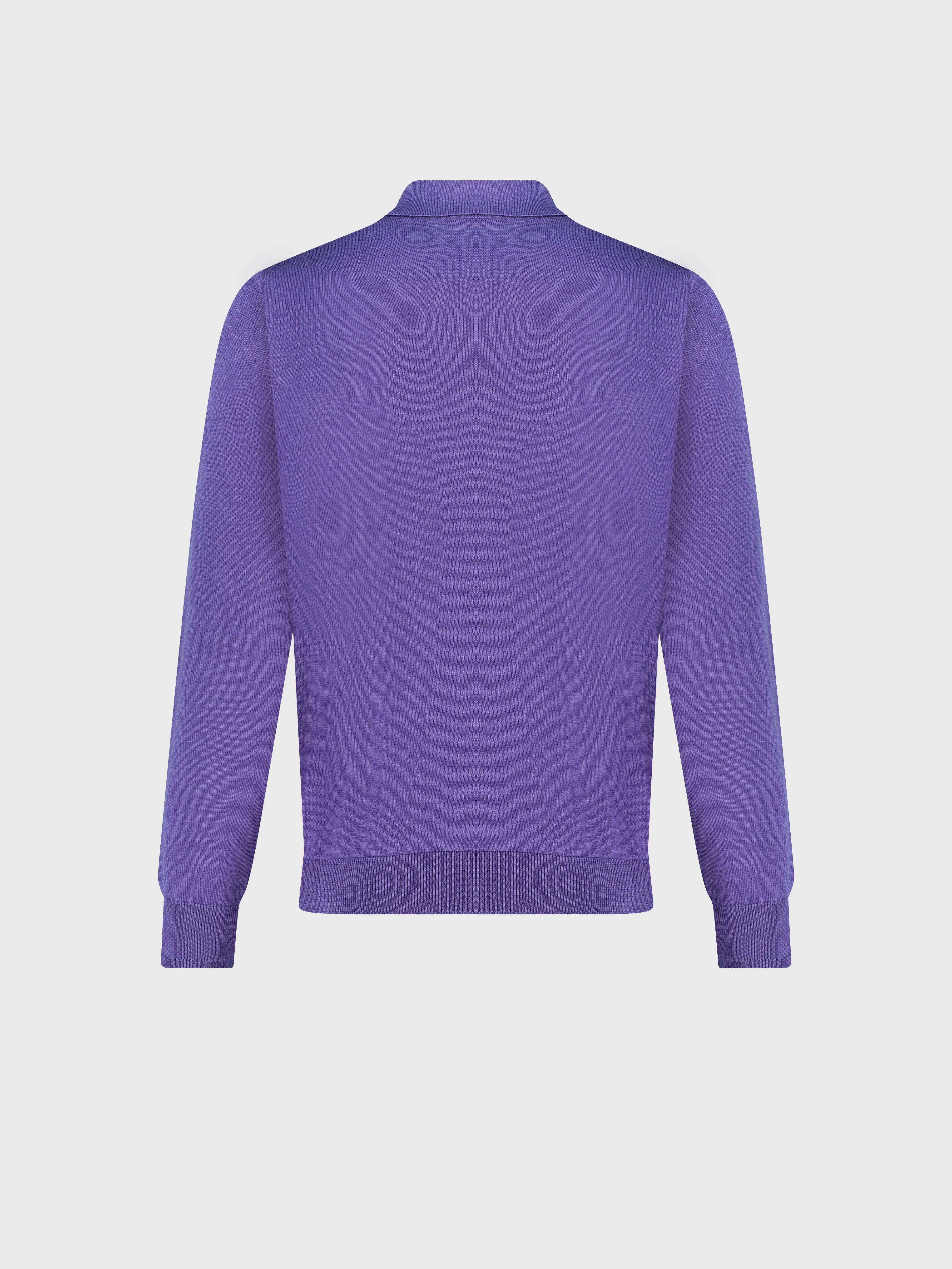 Zipped Polo with Crossed Stripes Jacquard Smoke Violet