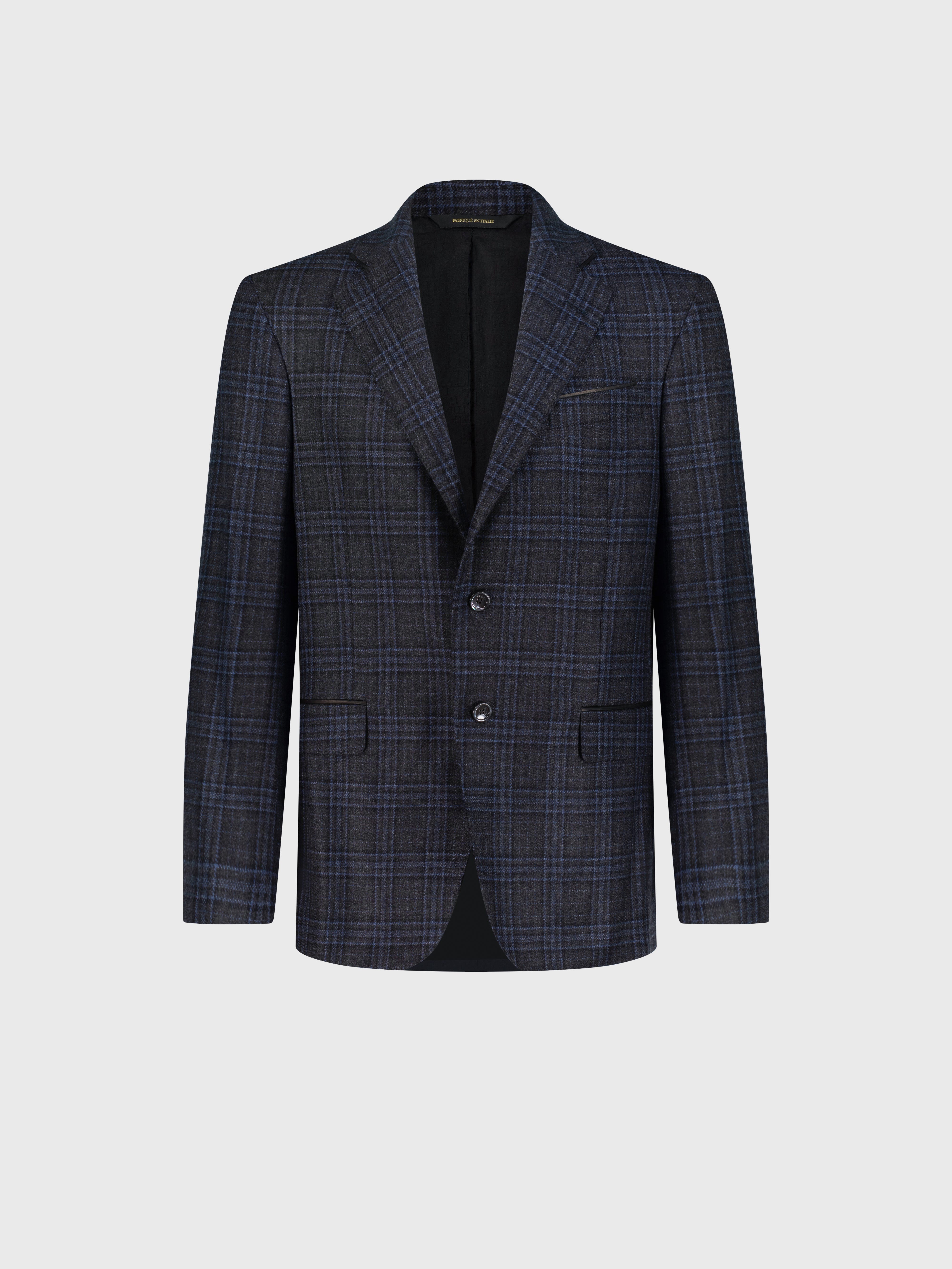Formal Check Jacket in Cashmere Dark Charcoal
