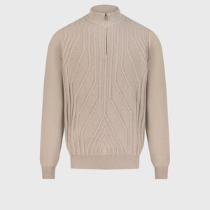 Half-Zip Mock Neck Cashmere Sweater Stone