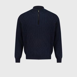 Half-Zip Mock Neck Cashmere Sweater Dark Navy