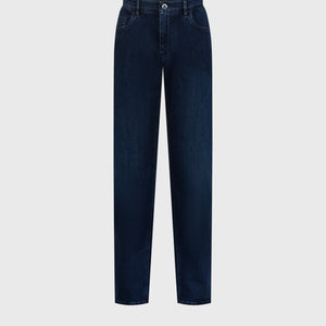 Cotton Jeans with Micro Griffon Embroidery Blue